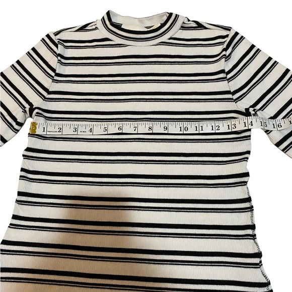 Maeve Anthropologie Mock Neck Ribbed Blouse Top Striped Printed Size XSmall - Picture 6 of 8